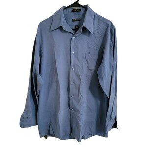 Van Heusen Dress Shirt Mens Size Medium Micro Poplin Button Up Long Sleeve Blue